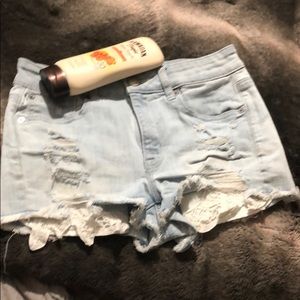 Light blue jean shorts